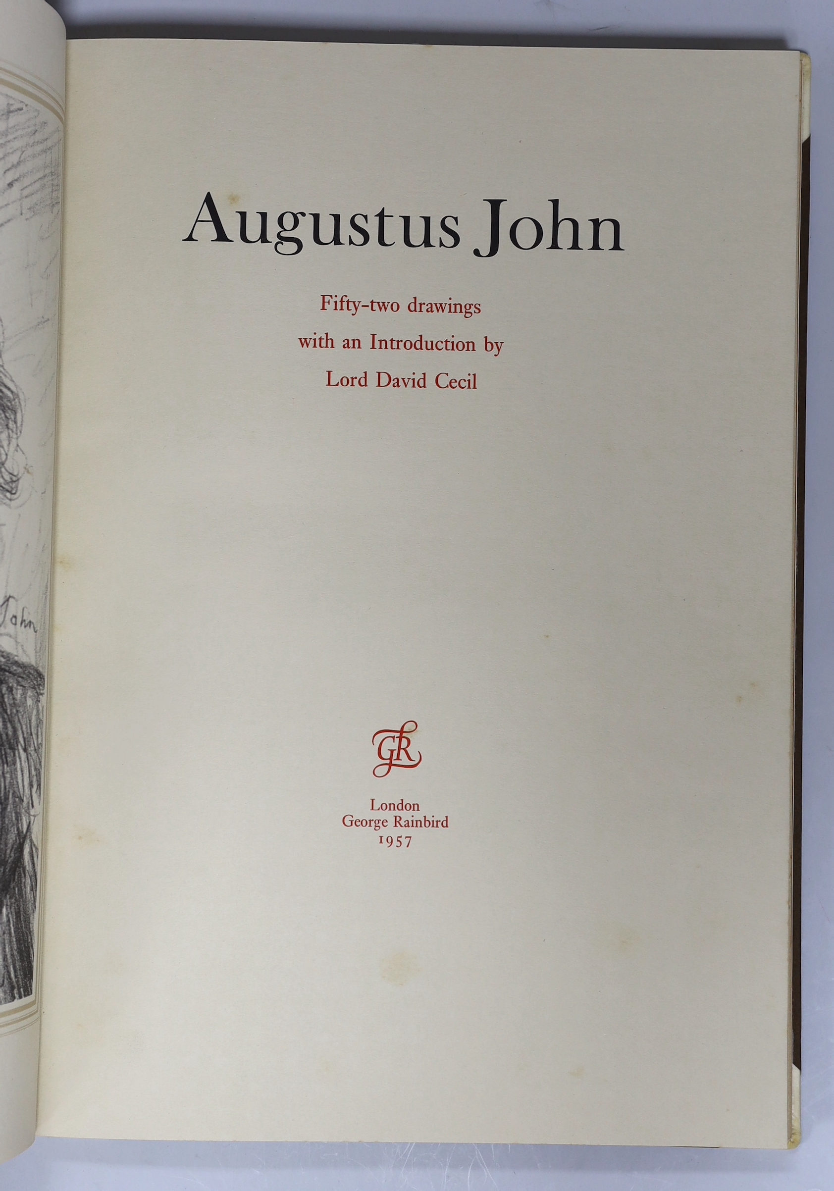 John, Augustus - Fifty-Two Drawings, with an introduction by Lord David Cecil, one of 150 signed by Augustus John and David Cecil, folio, photo-litho offset plates, original half vellum by Zaehnsdorf, George Rainsford, L